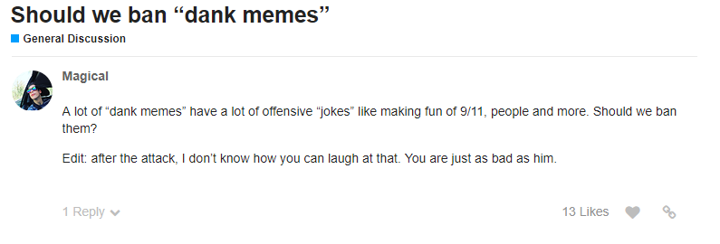 Comments opposing memes