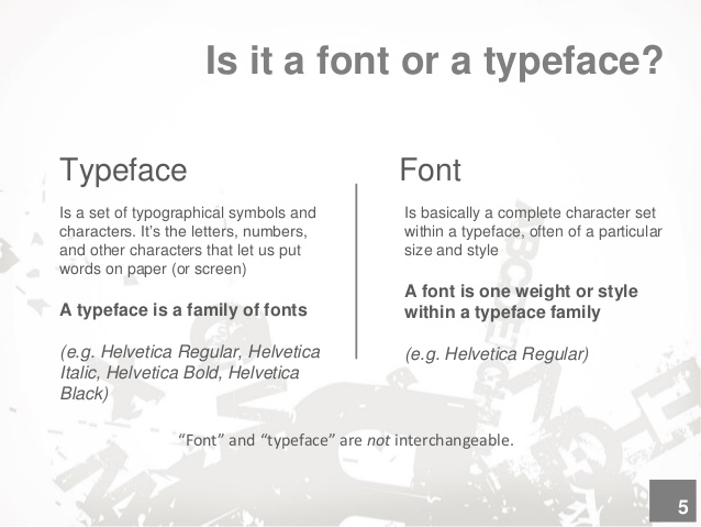 Difference between Typface and font
